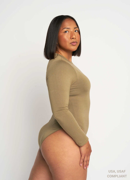 Long sleeve military bodysuit for women