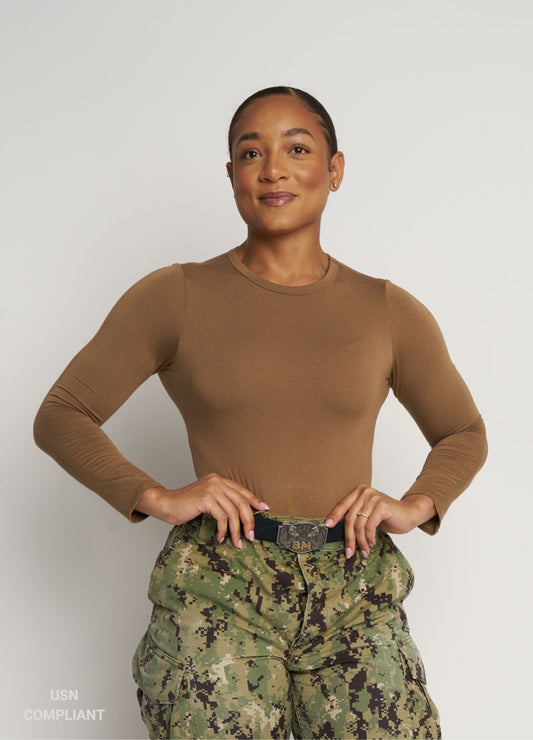 Long sleeve military bodysuit for women