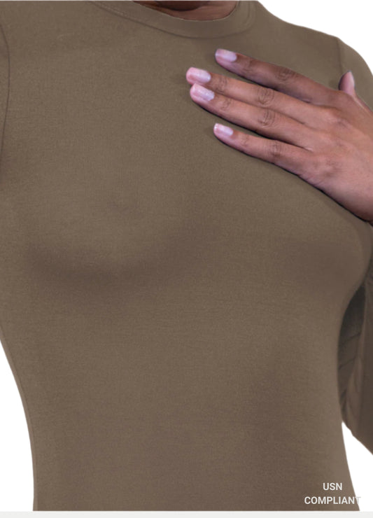 Long sleeve military bodysuit for women